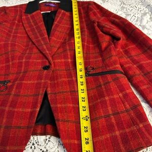 Emilio Pucci Red Plaid Blazer with Black Accents